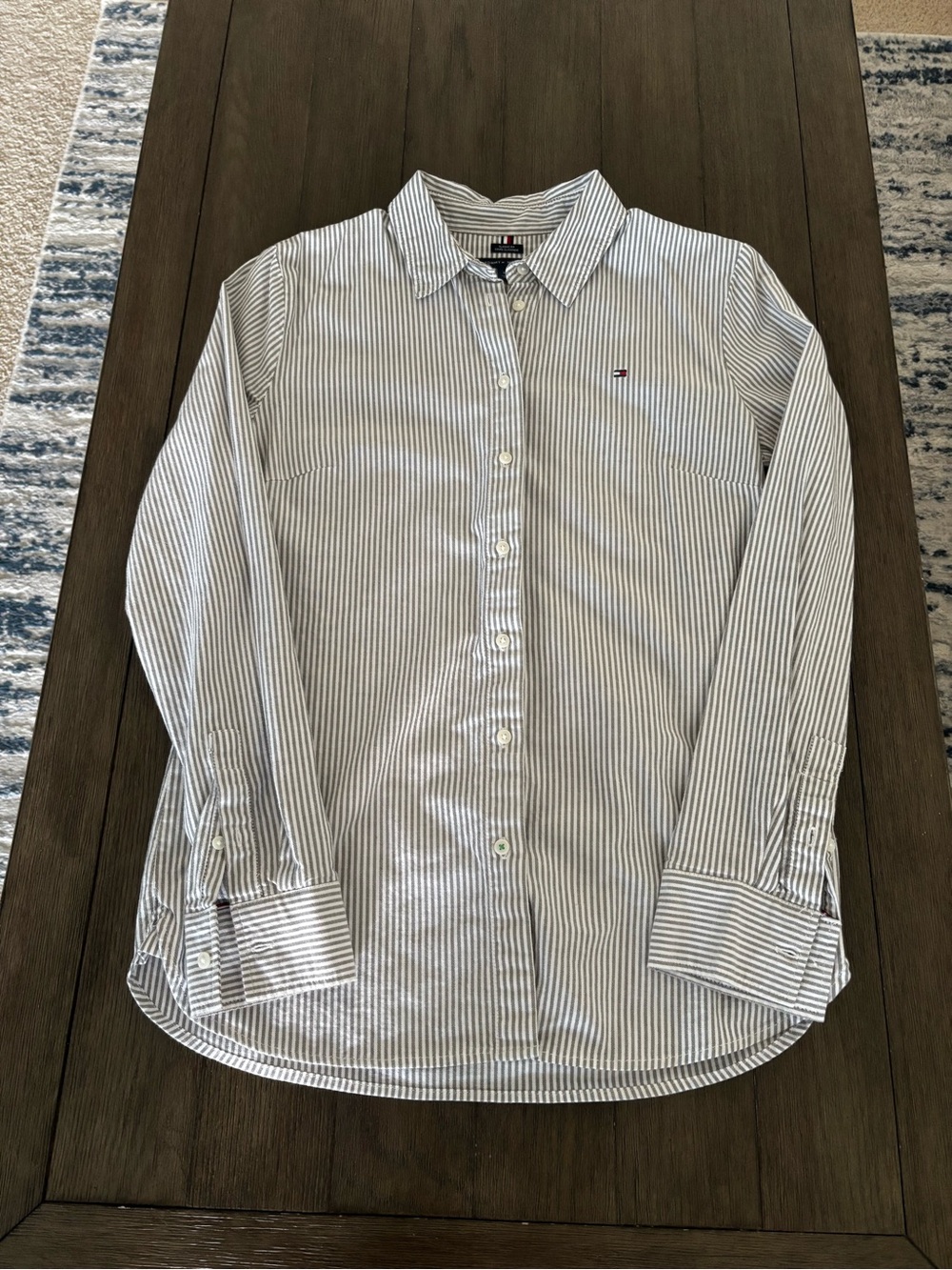 Tommy Hilfiger Olive & White Striped Classic Fit Shirt